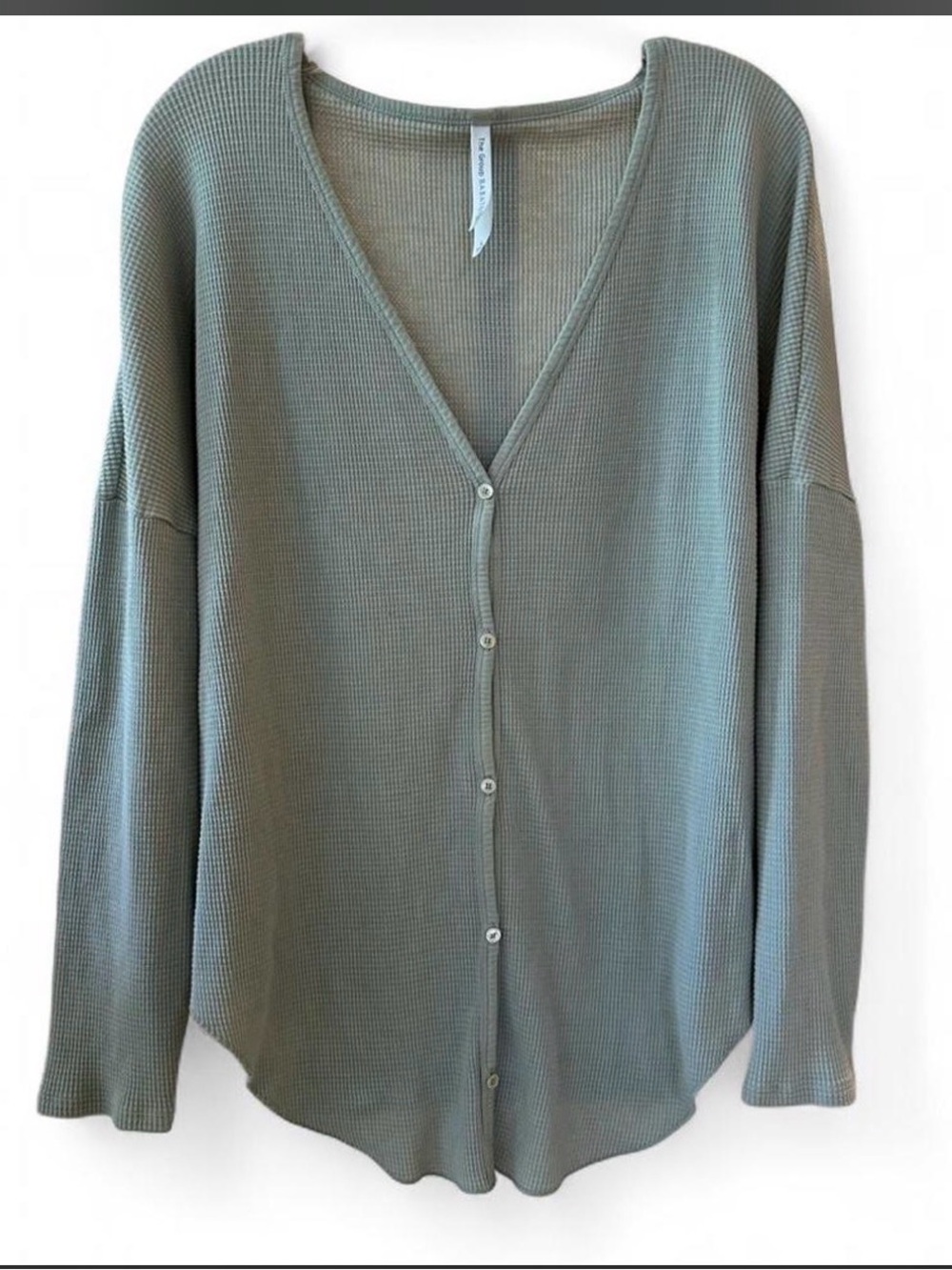 Aritzia The Group Babaton Waffle-Knit Cardigan Sage Cotton Blend Women’s Size Lg